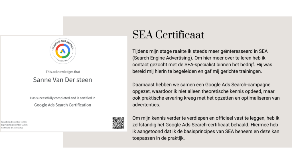SEA certificate
